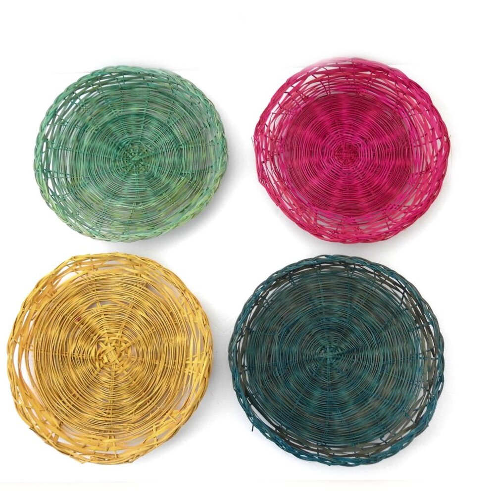 9" Colored Wicker Plate Chargers Holders Set of 4